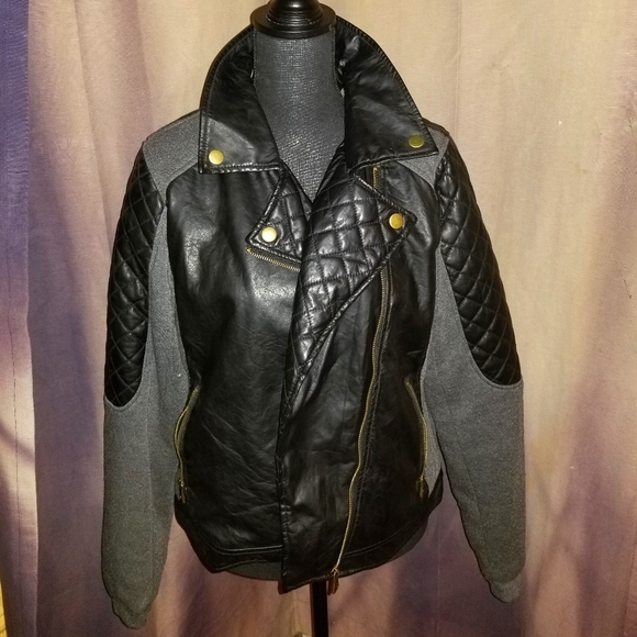 Madden Girl Faux Leather Bomber Jacket - Picture 1 of 6